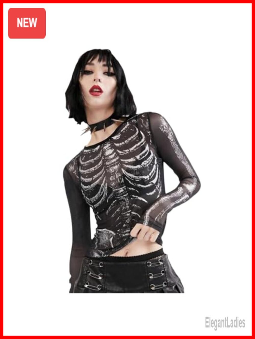 Women's Mesh See Through Long Sleeve Crop Top Slim Fit T-Shirt